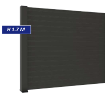 F60 - Clôture pleine aluminium fixation à plat - ANTHRACITE - KIT COMPLET - H 1.7 x L 2 MÈTRES